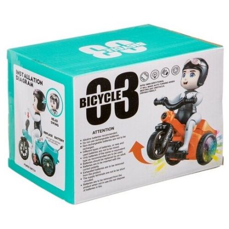 Интерактивная игрушка Shantou Мотоциклист, движение, свет, звук (Б98215)