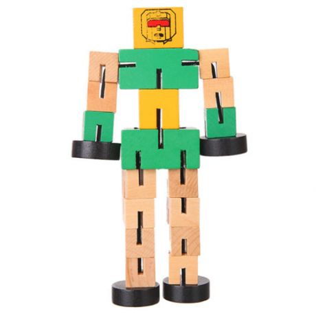 Деревянная игрушка робот-трансформер зеленый