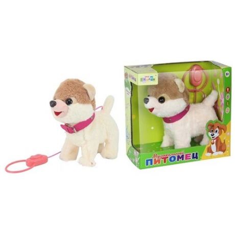 Интерактивная игрушка Собачка на поводке, в розовом ошейнике CL1488B-W