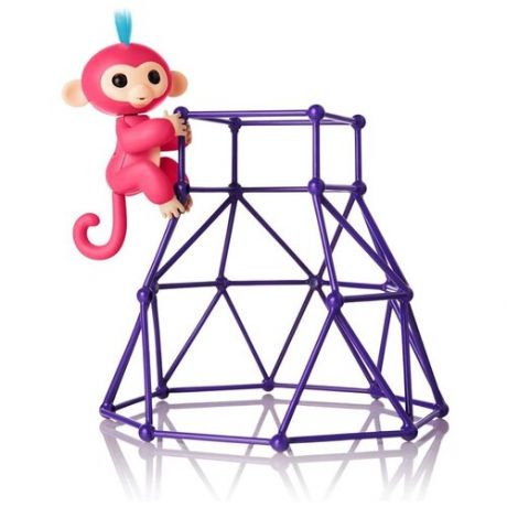Робот WowWee Fingerlings Обезьянка с игровой площадкой Jungle Gym Playset, розовый