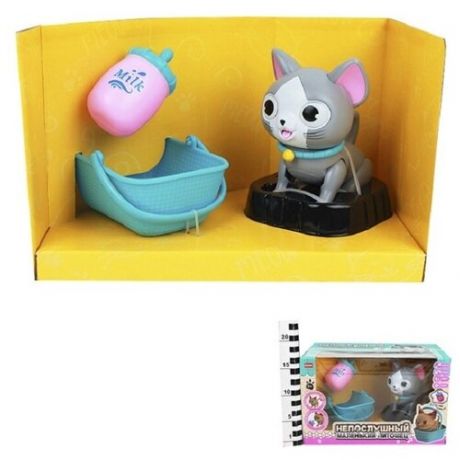 Интерактивная игрушка КНР Накорми котенка, свет, звук, пьет, в коробке (515-160)
