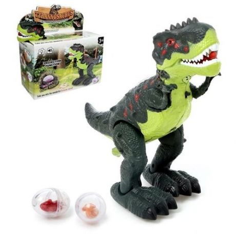 Динозавр «Рекс», откладывает яйца, проектор, свет и звук, работает от батареек, цвет зелёный