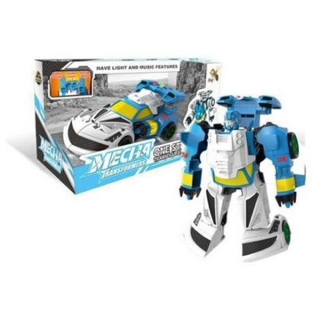 Робот-трансформер JUNFA, световые и звуковые эффекты, 23,7х11,2х13 см, бело-синий