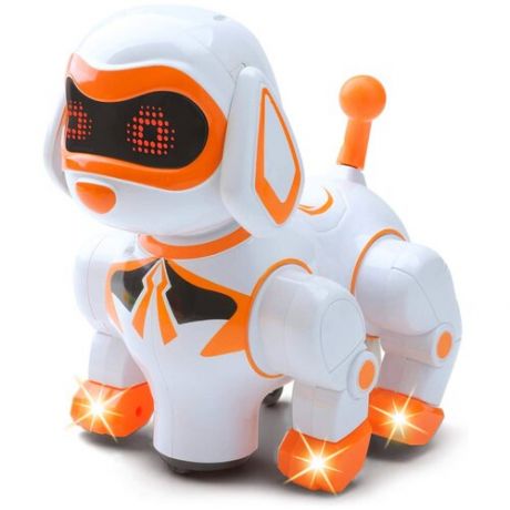Интерактивный робо-друг Веселый песик, движется в разные стороны, садится, виляет хвостиком, поворачивает голову, танцует, свет, звук, 19х17х13 см