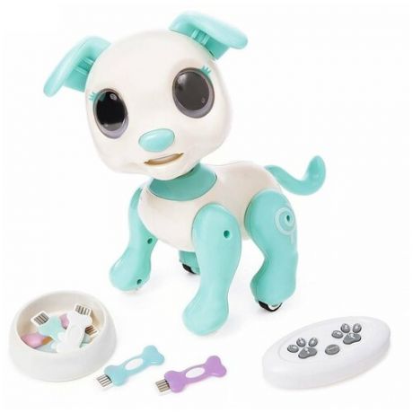 Робот-собака Питомец: Щенок, радиоуправляемый, интерактивный, работает от аккумулятора, цвет бирюз .