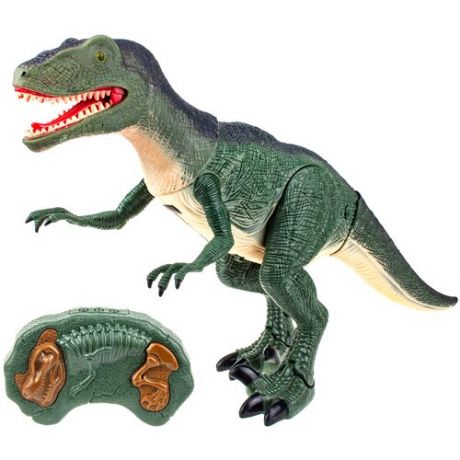 1toy, игрушка интерактивный Динозавр (3*АА входят в компл) ИК пульт (3*АА не входят в компл), голова из мягкого ПВХ, свет и звук, коробка 51х30х12 см
