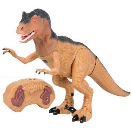 1toy, игрушка интерактивный Динозавр (3*АА входят в компл) ИК пульт (3*АА не входят в компл), голова из мягкого ПВХ, свет и звук, коробка 51х30х12 см