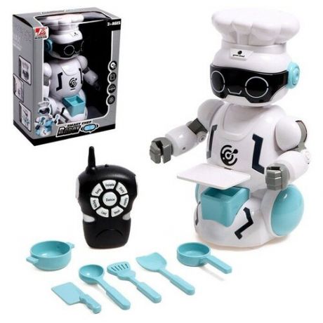 Робот радиоуправляемый "Шеф повар", световые и звуковые эффекты, цвет голубой
