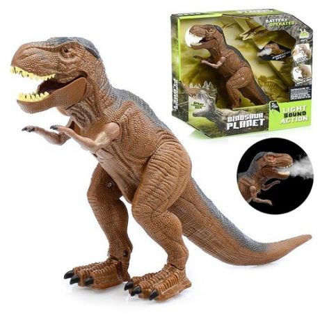 Интерактивная игрушка динозавр Тираннозавр Dinosaur Planet, Тирекс, ходит, рычит, пускает пар из пасти, светятся глаза и пасть, 30х21х9 см