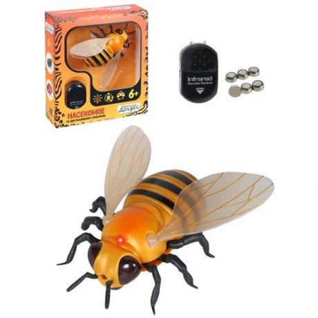Игрушка для детей, робот, насекомое на радиоуправлении Пчела ТМ Компания Друзей, на батарейках, пульт управления, насекомое радиоуправляемое, на пульте управления, игрушечное насекомое, для мальчиков, для девочек, в/к 18,5*5,5*19 см