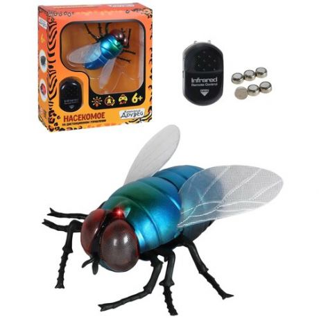 Игрушка для детей, робот, насекомое на радиоуправлении Гигантская муха ТМ Компания Друзей, на батарейках, пульт управления, насекомое радиоуправляемое, на пульте управления, игрушечное насекомое, для мальчиков, для девочек, в/к 18,5*5,5*19 см