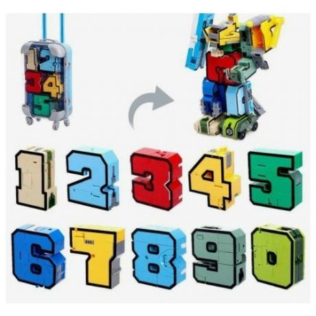 Игровой набор «Робо-цифры», трансформируется, в чемодане от 0 до 9, цвет голубой