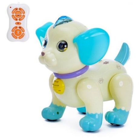Робот-собака, Умный питомец, радиоуправляемый, русский звуковой чип, цвет бело-голубой ZHORYA 4718 .