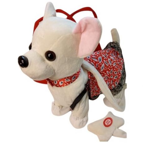 Интерактивная игрушка собачка в сумке на мягком поводке в платье