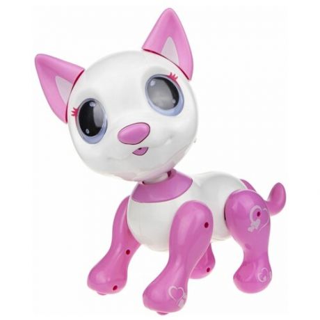 Интерактивная игрушка Робо-котёнок 1TOY Т18760 Robo Pets бело-розовый