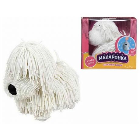 Интерактивная игрушка ABtoys Макаронка Собака белая ходит, звуковые и музыкальные эффекты.