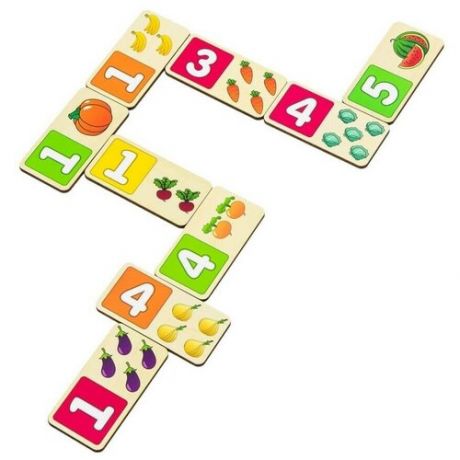 Домино Sensi Toys "Фрукты-овощи" 25 карточек, развивающая игрушка, настольная игра для детей