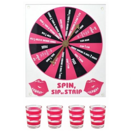 Рулетка SPIN, SIP or STRIP, Развлекательная игра, большой круг, стекло
