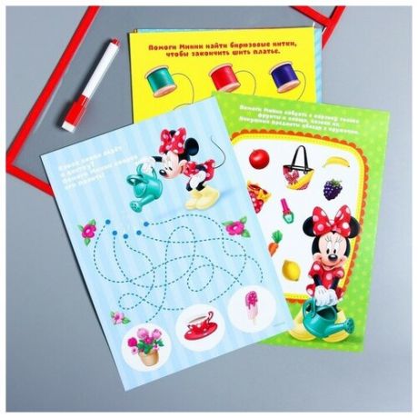 Disney Развивающая игра «Пиши-стирай» в папке с карточками и маркером, Микки Маус и его друзья