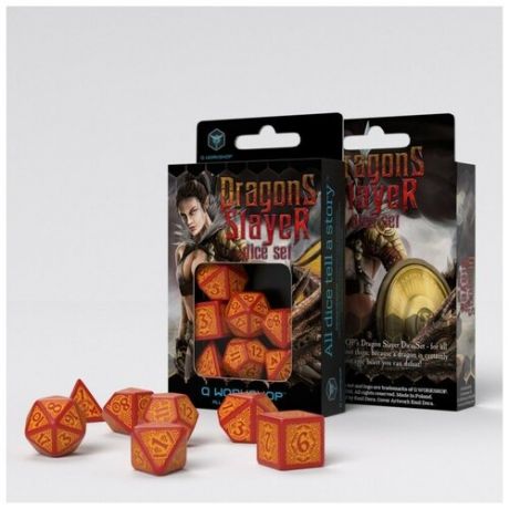 Набор кубиков для настольных ролевых игр (Dungeons and Dragons, DnD, D&D, Pathfinder) - Dragon Slayer Red & orange Dice Set
