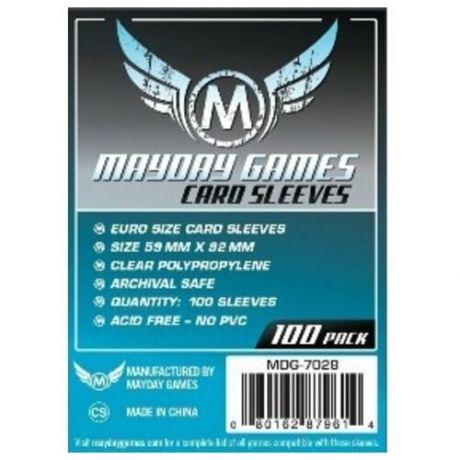 Протекторы Mayday Games Euro Card Sleeves - 59 x 92 мм (100шт)