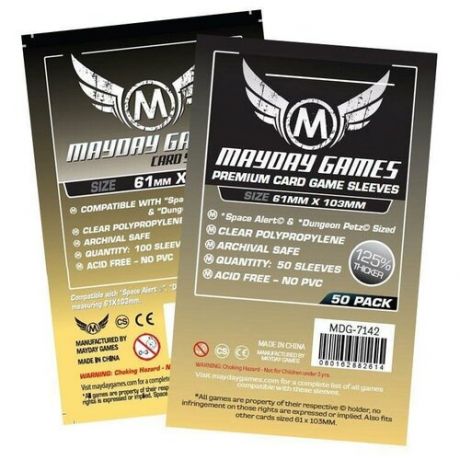 Протекторы Mayday Games "Space Alert" & "Dungeon Petz" Card Sleeves 61 x 103мм (50шт)