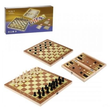 Игровой набор 3в1, шахматы, шашки-нарды, кости, поле 24х24 см. Наша Игрушка 115054623