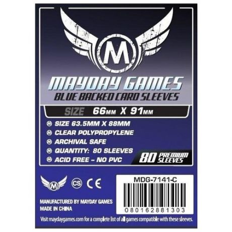 Протекторы MayDay Games Mayday (стандарт, 80 шт., 66*91мм): синие