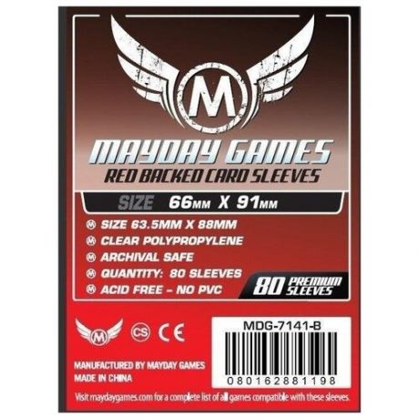 Протекторы MayDay Games Mayday (стандарт, 80 шт., 66мм*91мм): красные