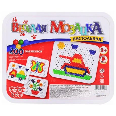 Настольная игра Веселая мозайка (диам 12мм/200 элем) (12124)