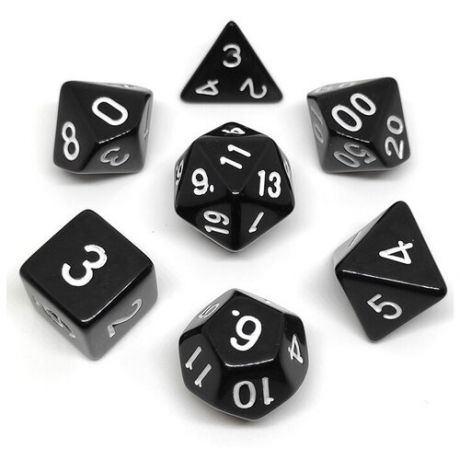 Набор кубиков Симпл для RPG (чёрно- белый) (7 шт