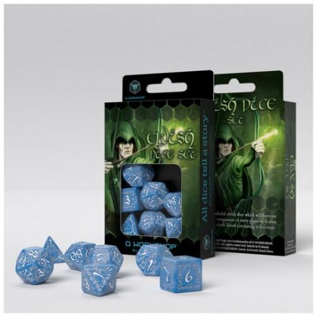 Набор кубиков для настольных ролевых игр (Dungeons and Dragons, DnD, D&D, Pathfinder) - Elvish Glacier & white Dice Set