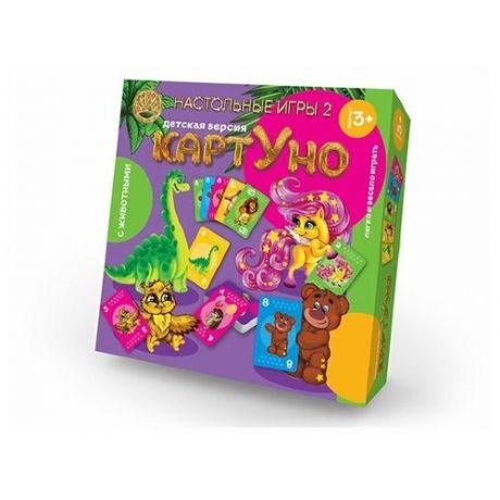 Детская Настольная игра "КартУно " с животными 54 карточки.