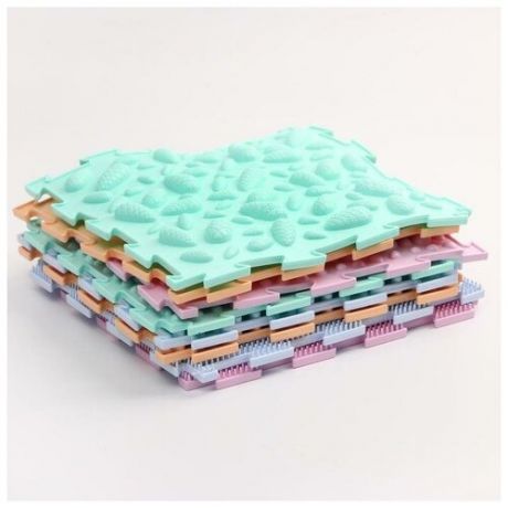 Ааааа Массажный коврик - пазл модульный Набор 2 - «малыш», пастельные цвета, 8 модулей, (1 набор)