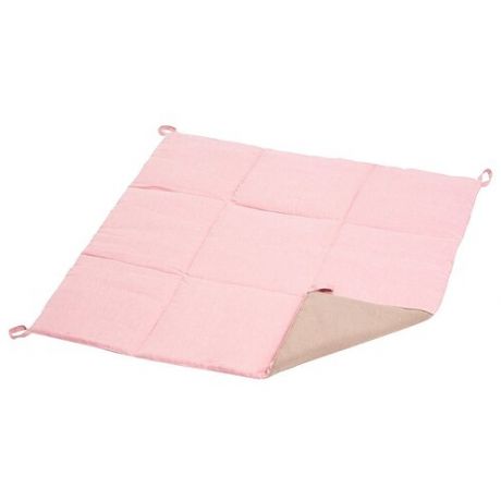 Игровой коврик 105x105 для вигвама из розового льна с контрастными шторками