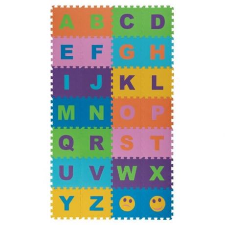 Коврик пазл Английский алфавит полипропилен 25x25 см, в упаковке 32 шт
