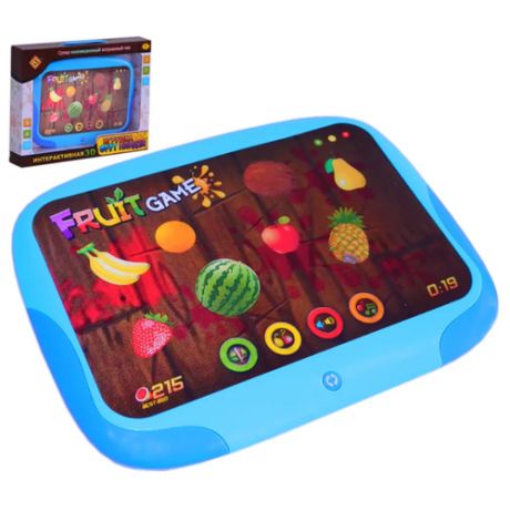 Игрушка развивающая для детей, интерактивная, обучающий Планшет "Фрукты" на батарейках, голубой