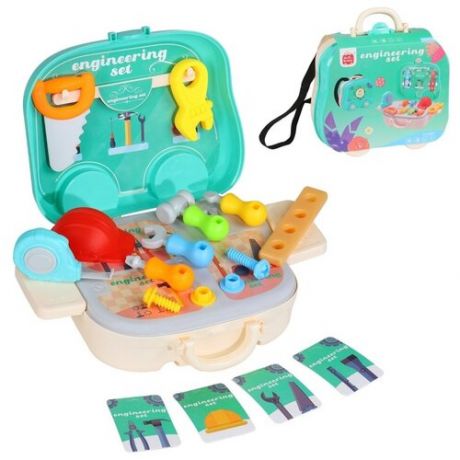 Детский игровой набор инструментов, 2в1: чемодан и рюкзачок, в комплекте 13 предметов, 24*9,5*24,5см