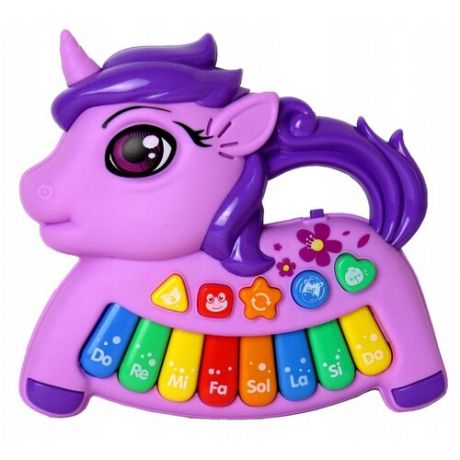 Музыкальная игрушка Единорог / пианино детское музыкальное, фиолетовый