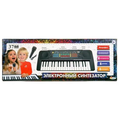 Играем вместе. Электронный синтезатор 37 клавиш, микрофон, кор.46,5х16,5х6 см арт. ZY822693-R