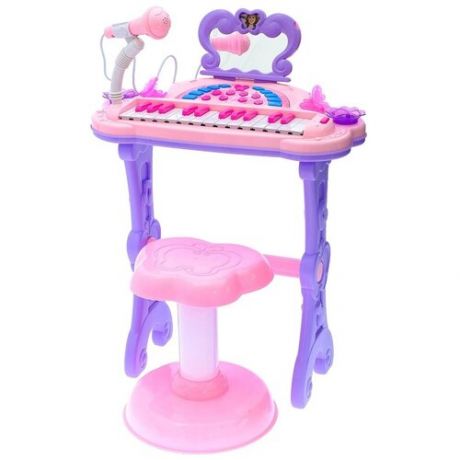 Пианино "Мечта девочки", с USB и MP3 - разъёмами, стульчиком, зеркалом, микрофоном