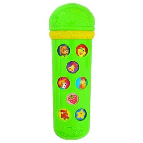 Музыкальная игрушка-микрофон Весёлые мелодии, 16 песенок, цвет зелёный ZABIAKA 2942433 .