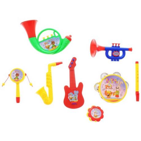 Набор музыкальных инструментов ABtoys Веселый оркестр" для малышей (8 предметов) в пакете с хедером 25х18х7см