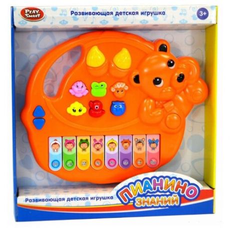 Детская музыкальная функциональная игрушка PlaySmart Пианино знаний Мишка, оранжевый