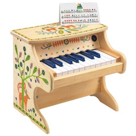 Электронное пианино В лесу 18 клавиш деревянный музыкальный инструмент на батарейках для детей от 3 лет