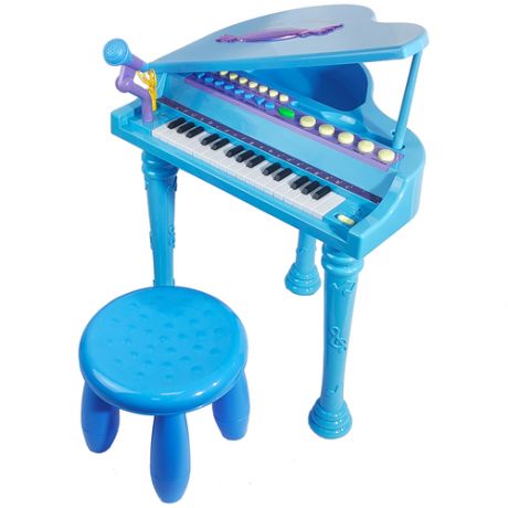 Детское пианино со стульчиком (2669-3205A) голубое, 32 клавиши