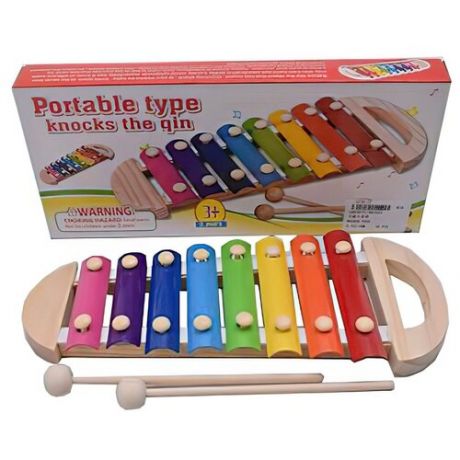 Ксилофон (металлофон) детский деревянный 8 тонов/цветные клавиши/развивающая игрушка музыкальная Panawealth