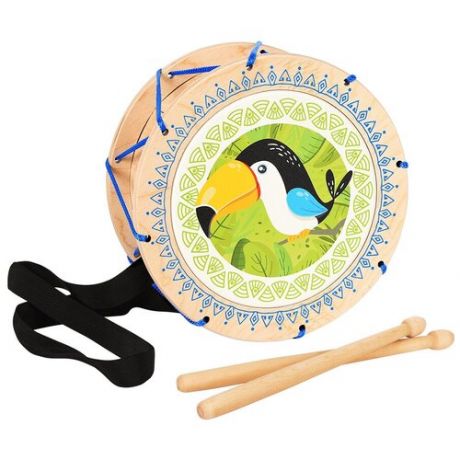 Музыкальный инструмент игрушечный барабан детский деревянный Мега Тойс Тукан