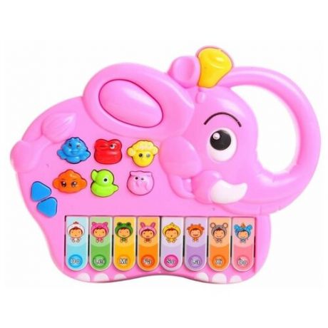 Детская музыкальная функциональная игрушка PlaySmart Пианино знаний Слоник, розовый