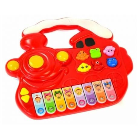 Детская музыкальная функциональная игрушка PlaySmart Пианино знаний Паровоз, красный